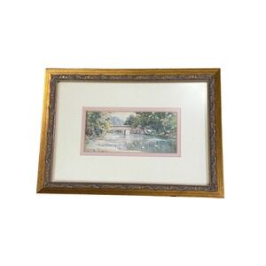 Vintage Paul Sawyier Knight's Covered Bridge Print Limited Edition Art Southern